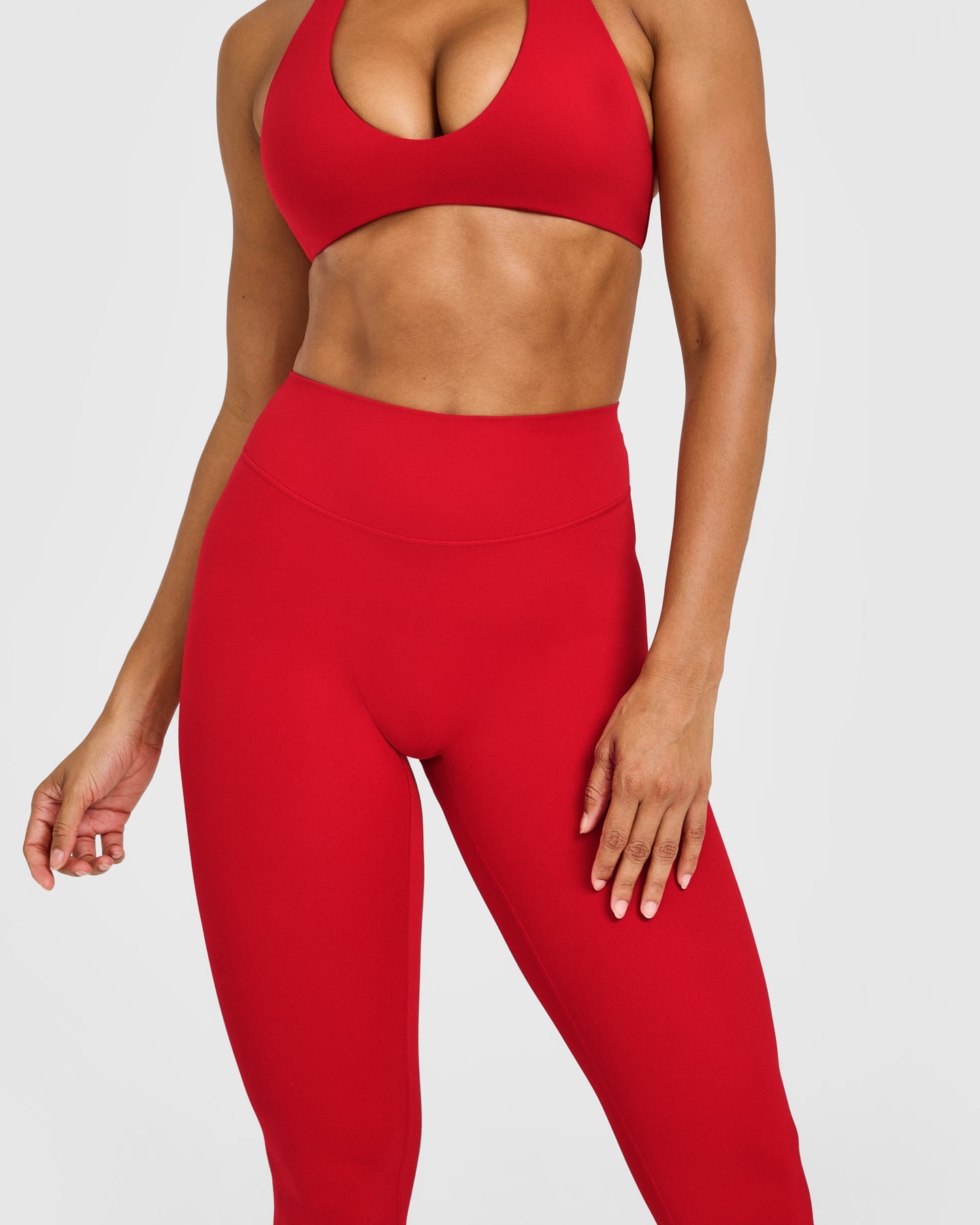 SoftMotion High Waisted Leggings with White Logo | Light Toasted Red - Image 5