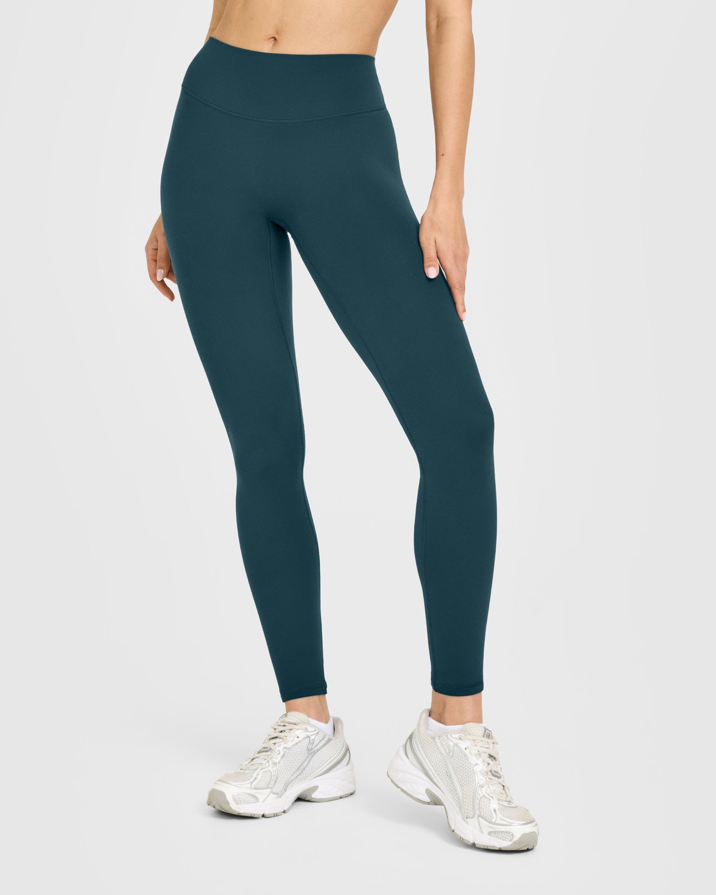 Alternative view of SoftMotion High Waisted Leggings with White Logo | Oil Blue