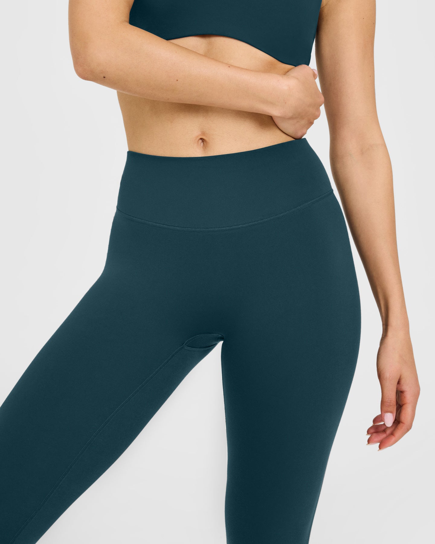 SoftMotion High Waisted Leggings with White Logo | Oil Blue - Image 5