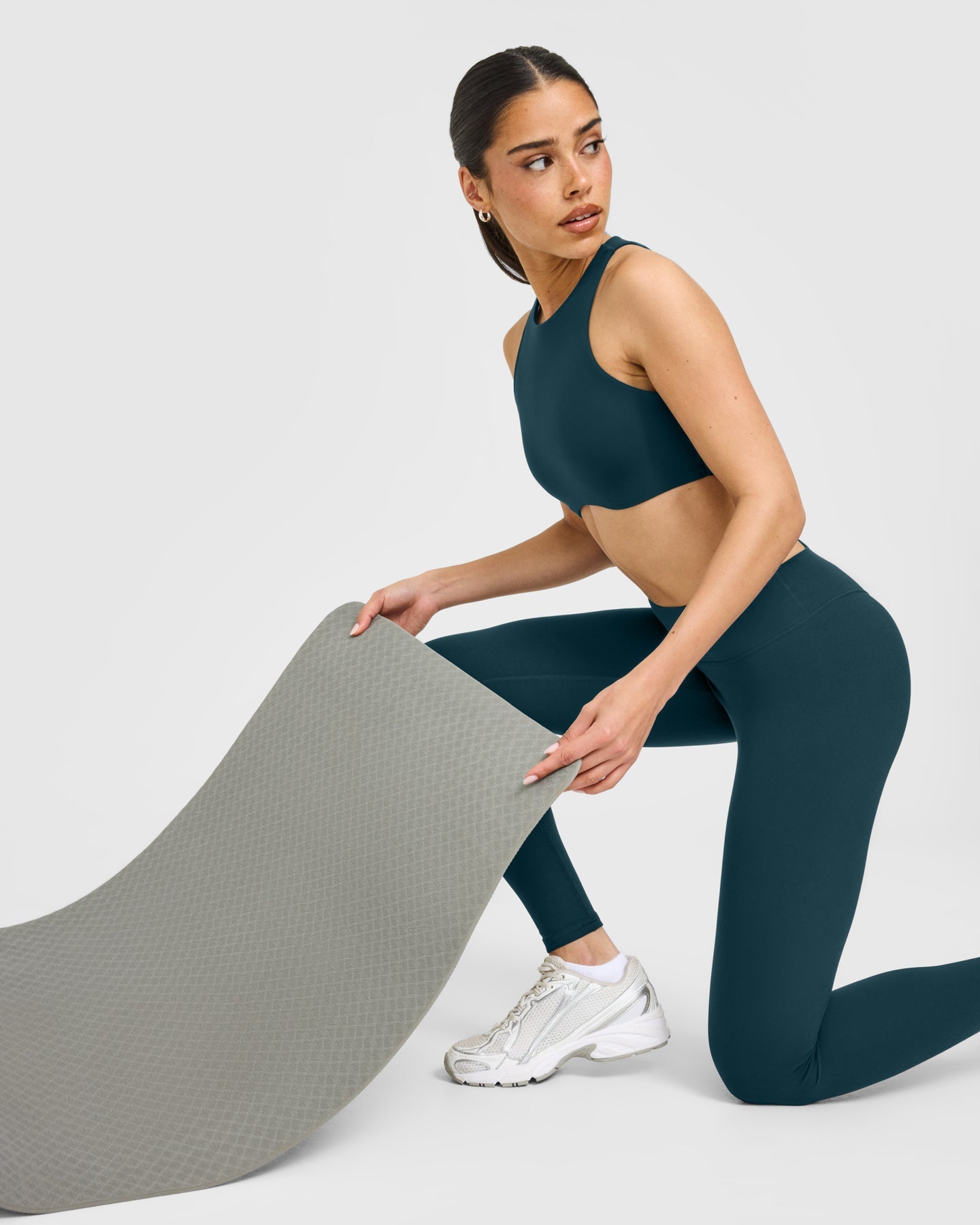 SoftMotion High Waisted Leggings with White Logo | Oil Blue - Image 6