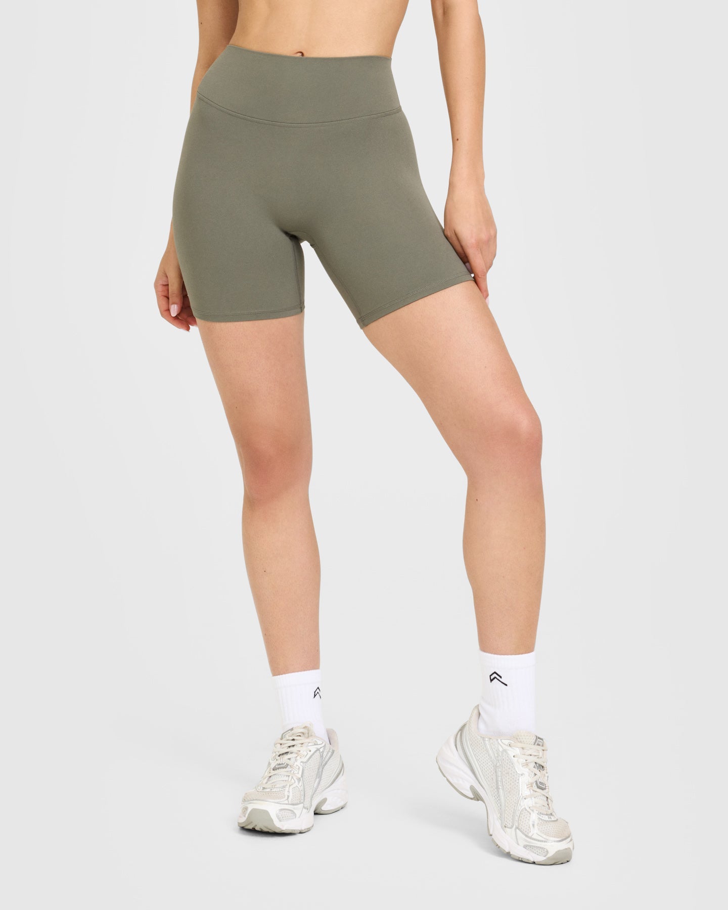 Alternative view of SoftMotion High Waisted Shorts 6" with White Logo | Alpine Green