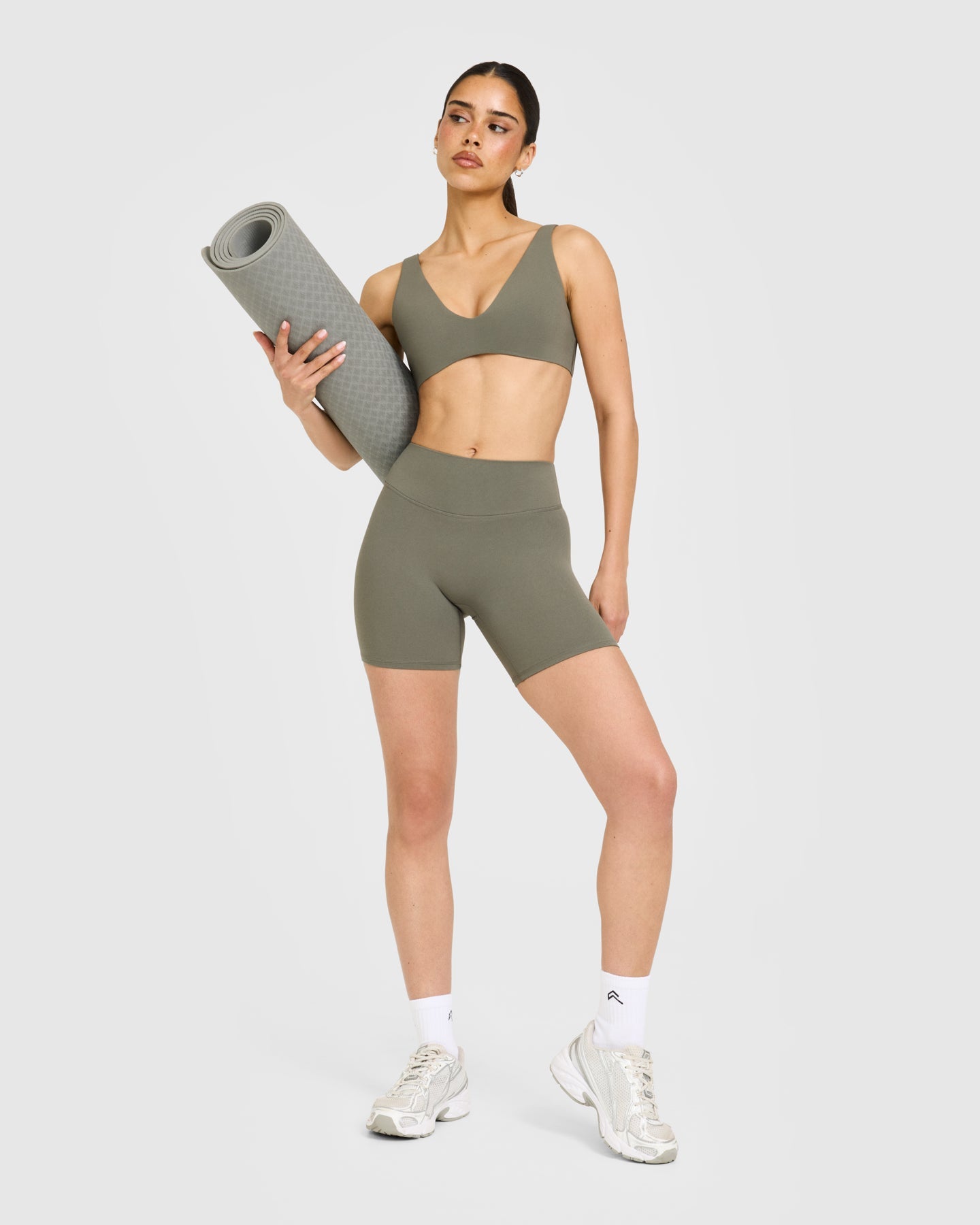 SoftMotion High Waisted Shorts 6" with White Logo | Alpine Green - Image 3