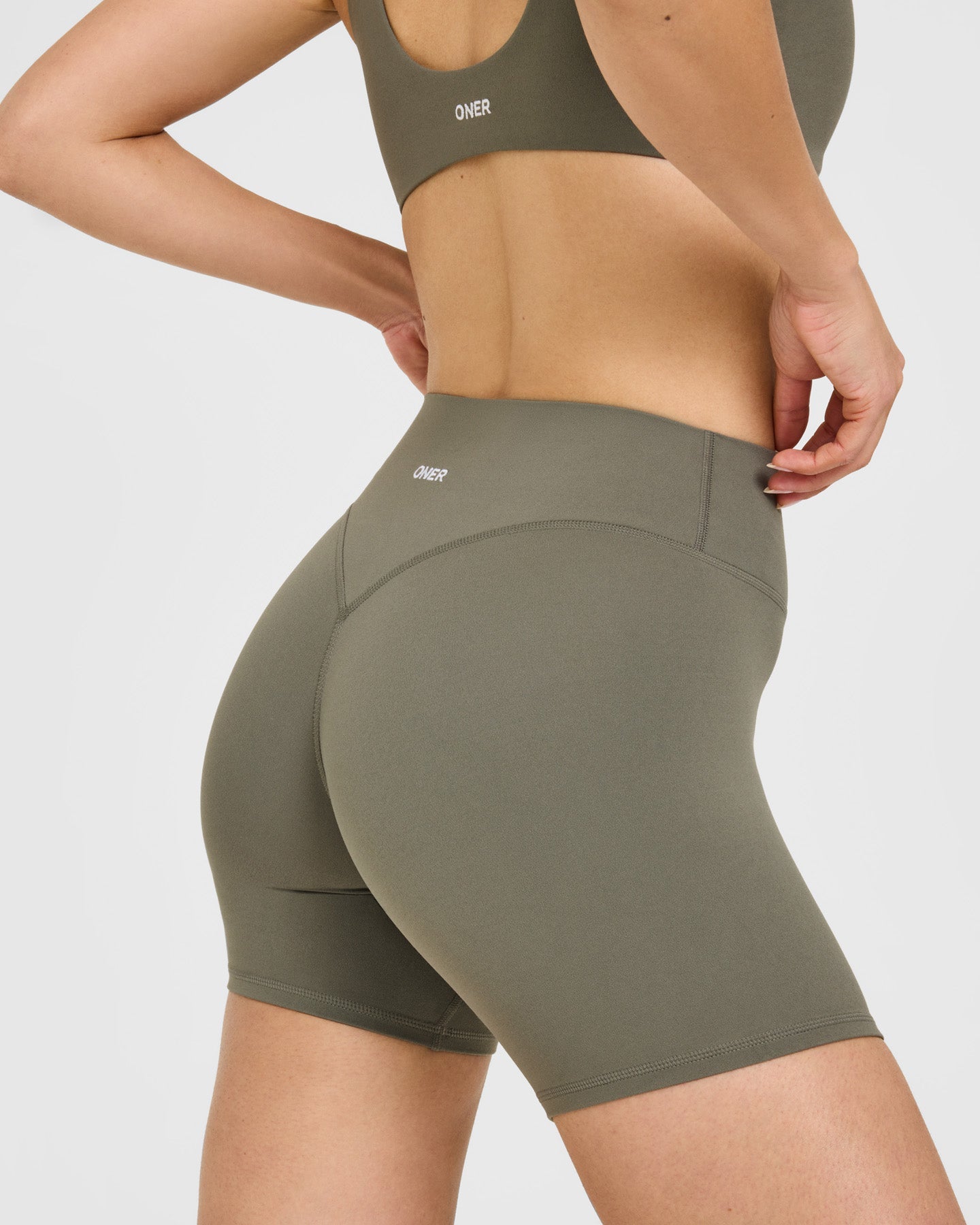 SoftMotion High Waisted Shorts 6" with White Logo | Alpine Green - Image 4