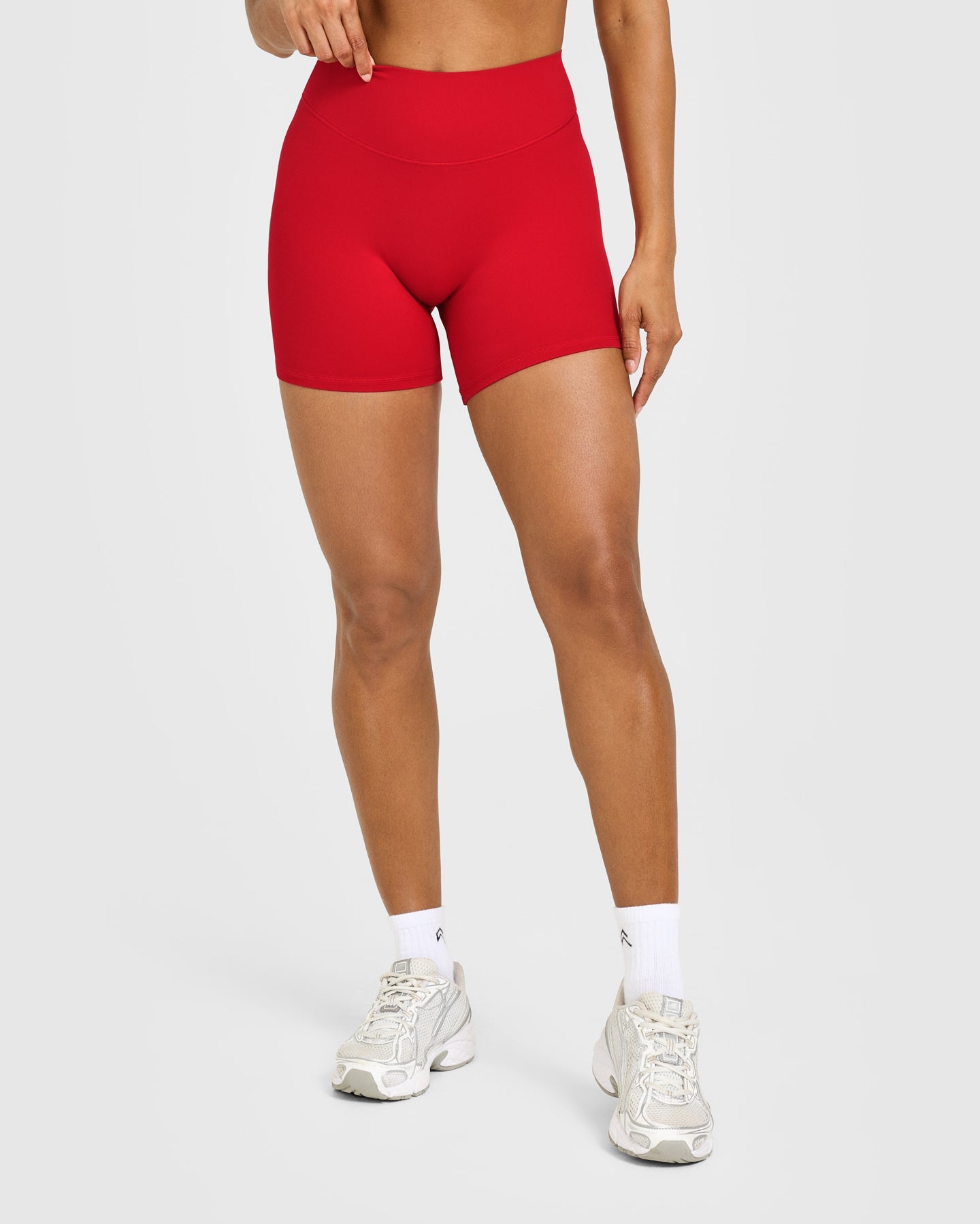 Alternative view of SoftMotion High Waisted Shorts 6" with White Logo | Light Toasted Red