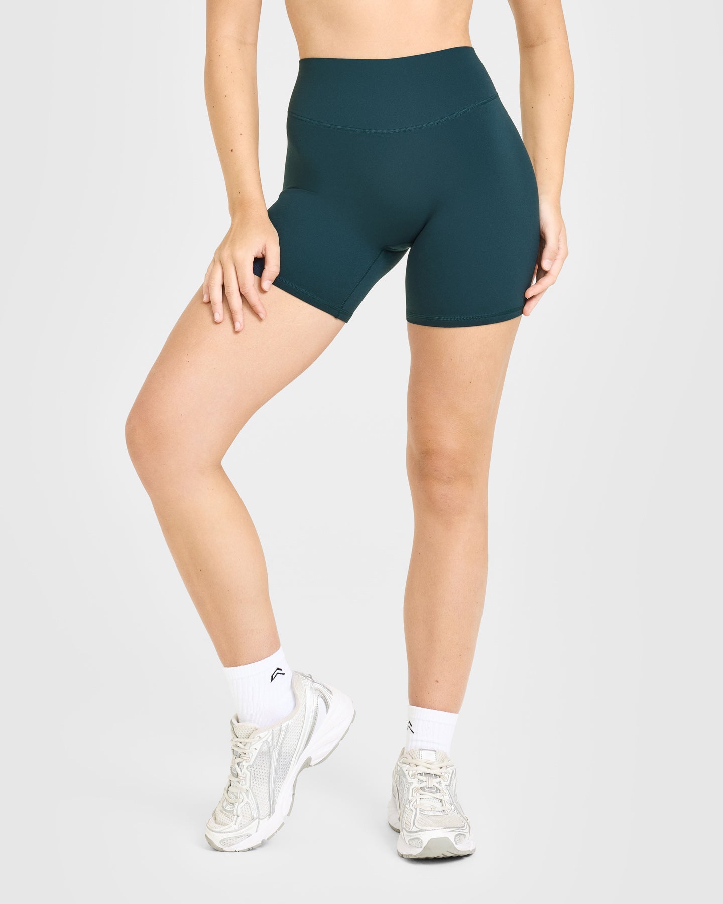SoftMotion High Waisted Shorts 6" with White Logo | Oil Blue - Image 6