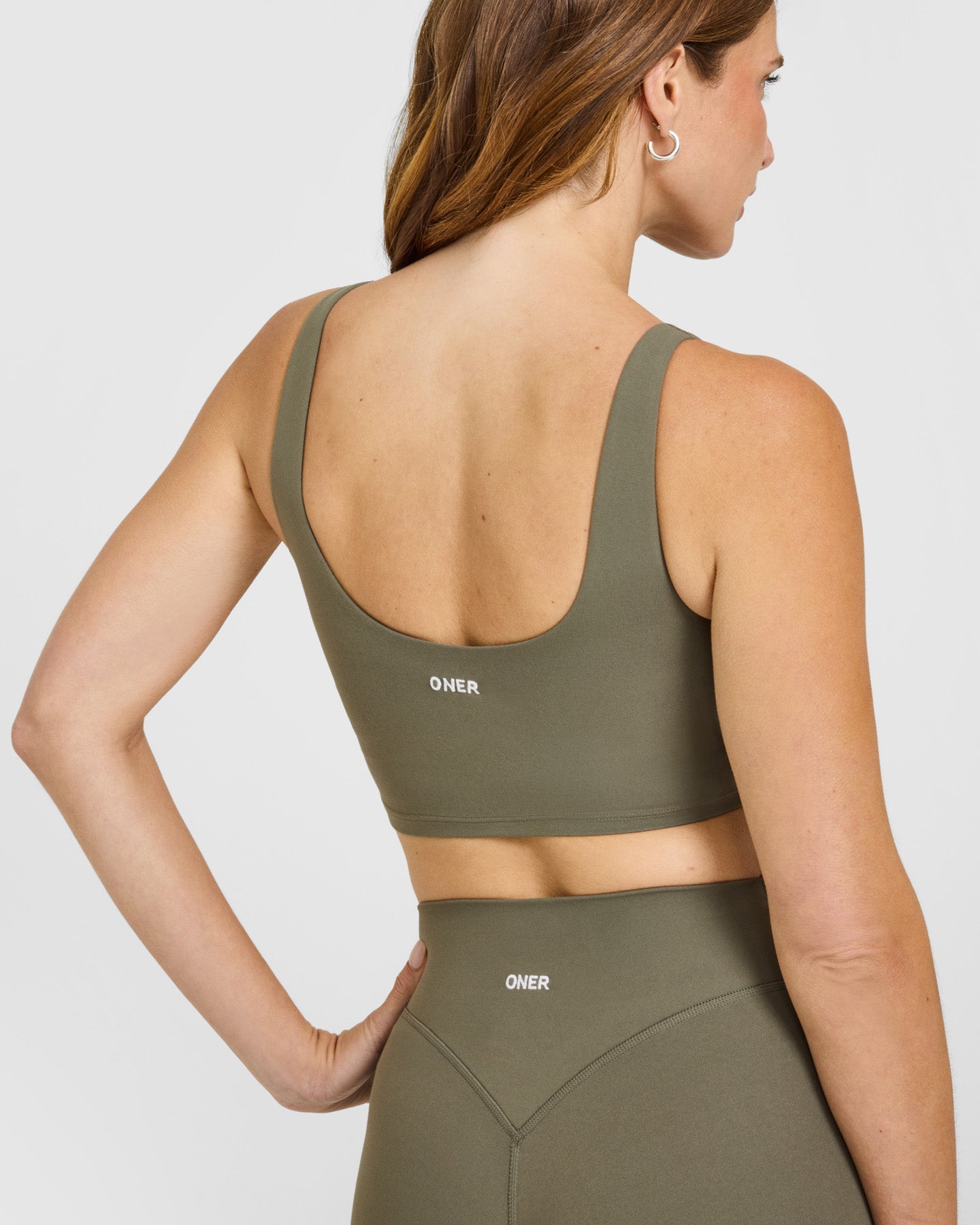 SoftMotion Longline Sports Bra with White Logo | Alpine Green - Image 4