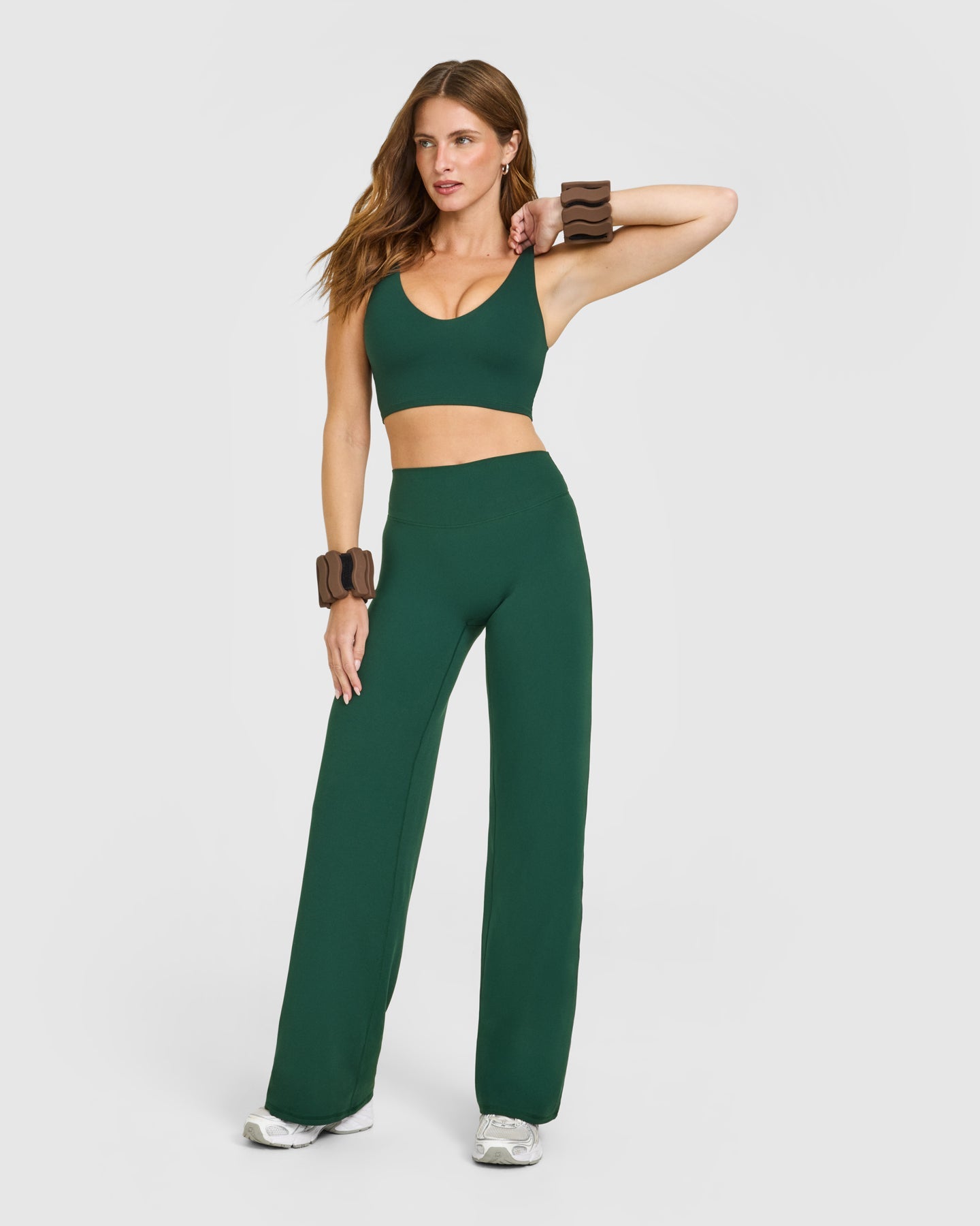SoftMotion Longline Sports Bra with White Logo | Dark Racing Green - Image 3
