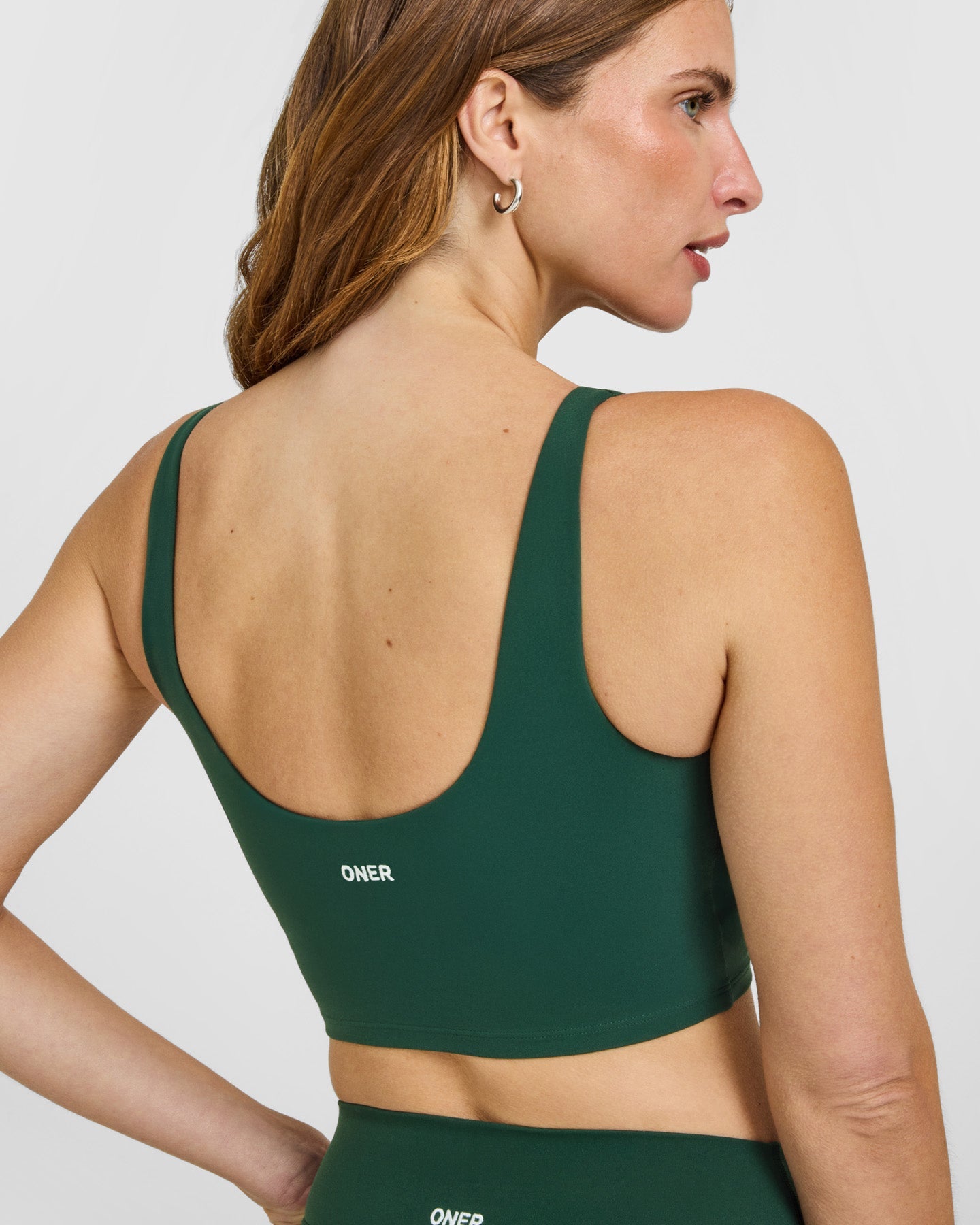 SoftMotion Longline Sports Bra with White Logo | Dark Racing Green - Image 4