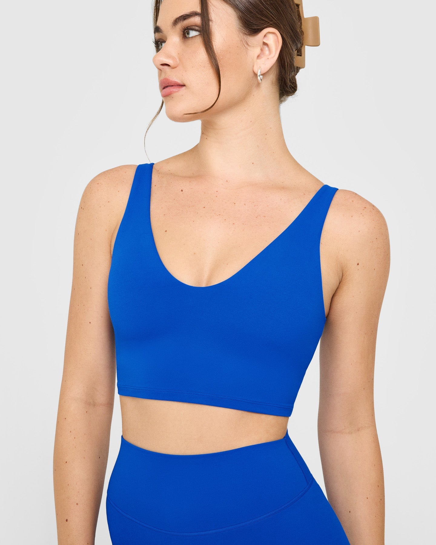 SoftMotion Longline Sports Bra with White Logo | Light Cobalt Blue - Image 5