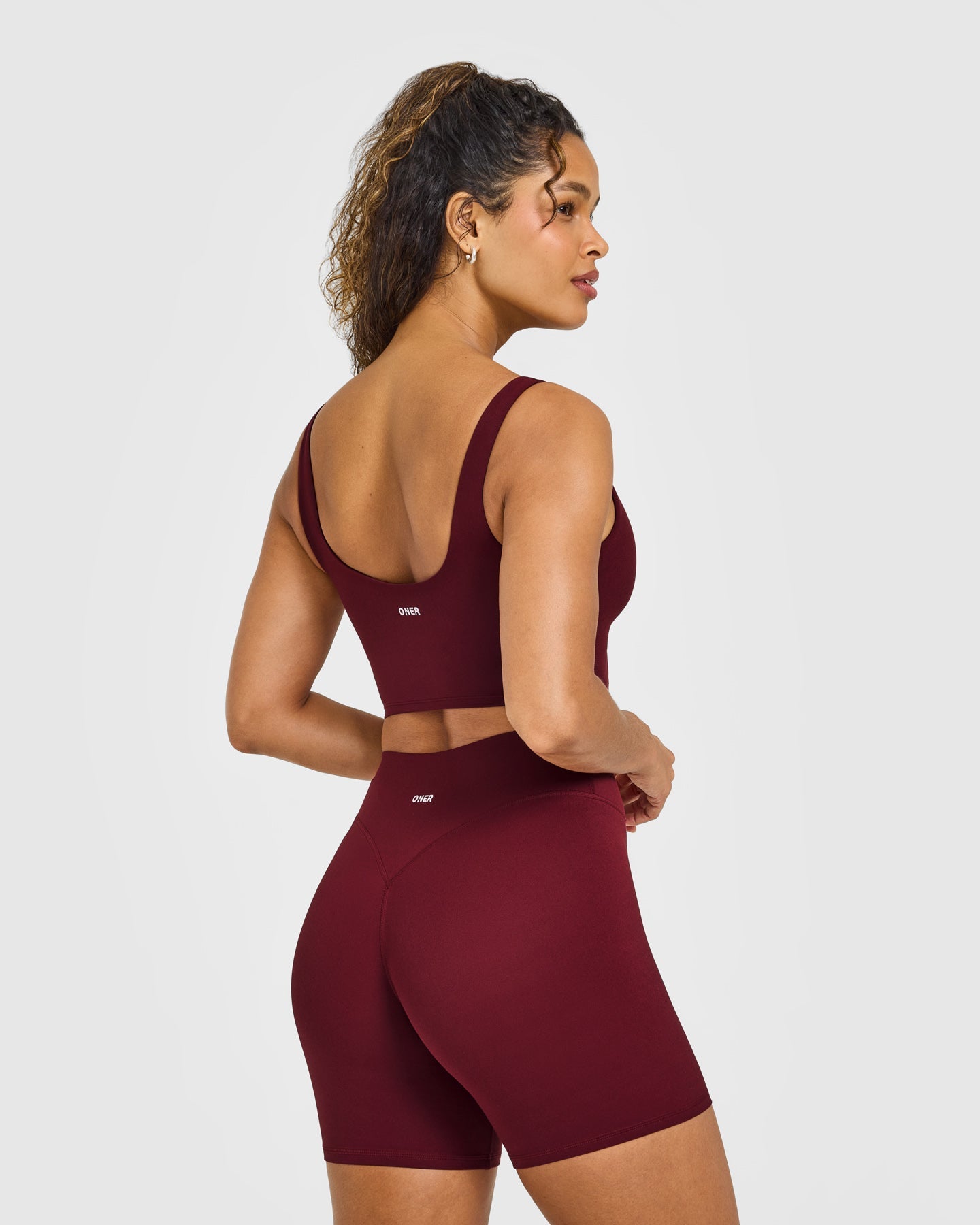 Alternative view of SoftMotion Longline Sports Bra with White Logo | Light Rosewood