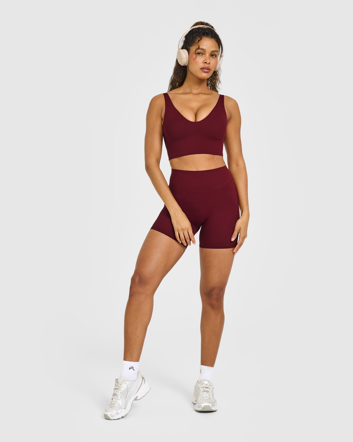 SoftMotion Longline Sports Bra with White Logo | Light Rosewood - Image 3