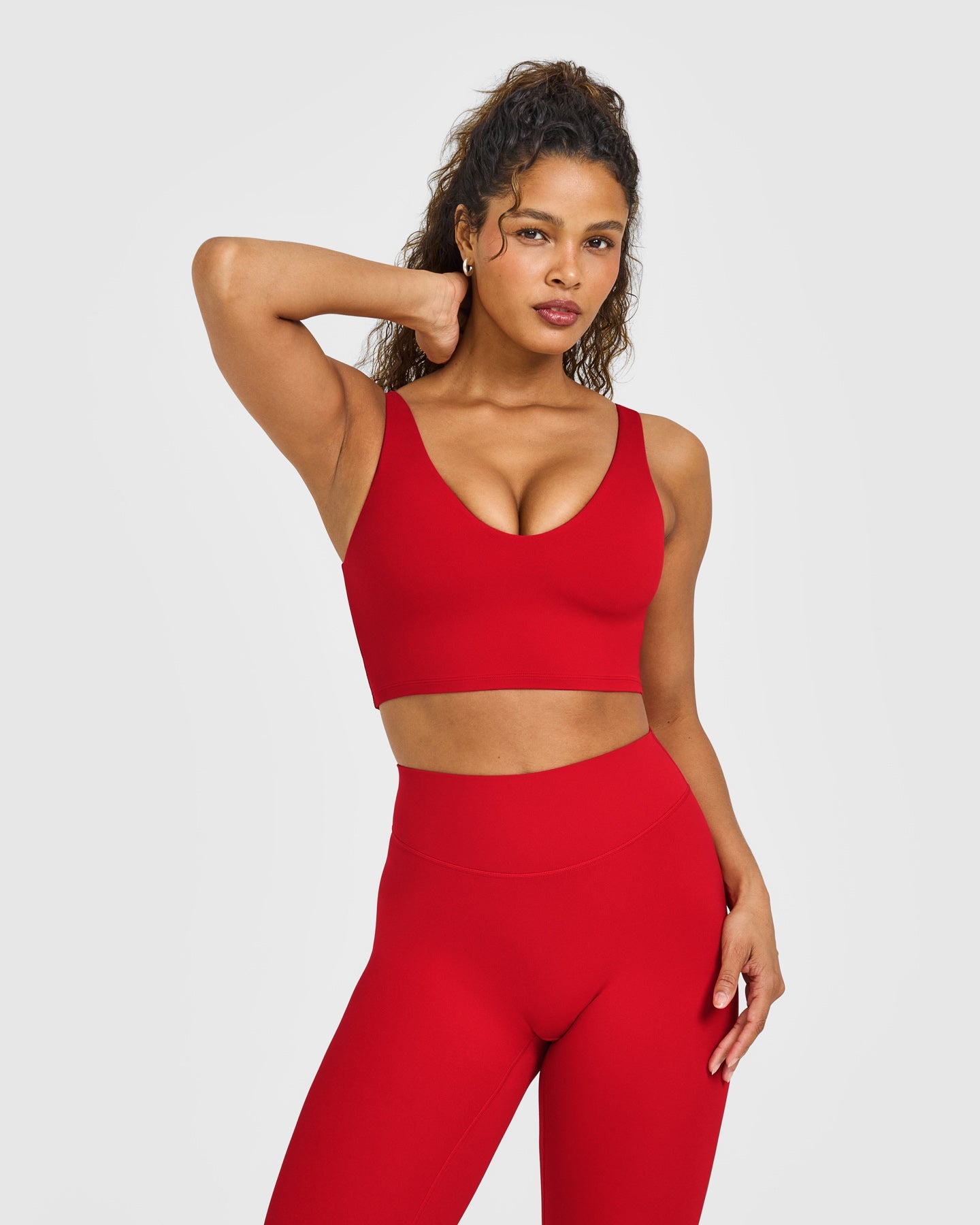 SoftMotion Longline Sports Bra with White Logo | Light Toasted Red