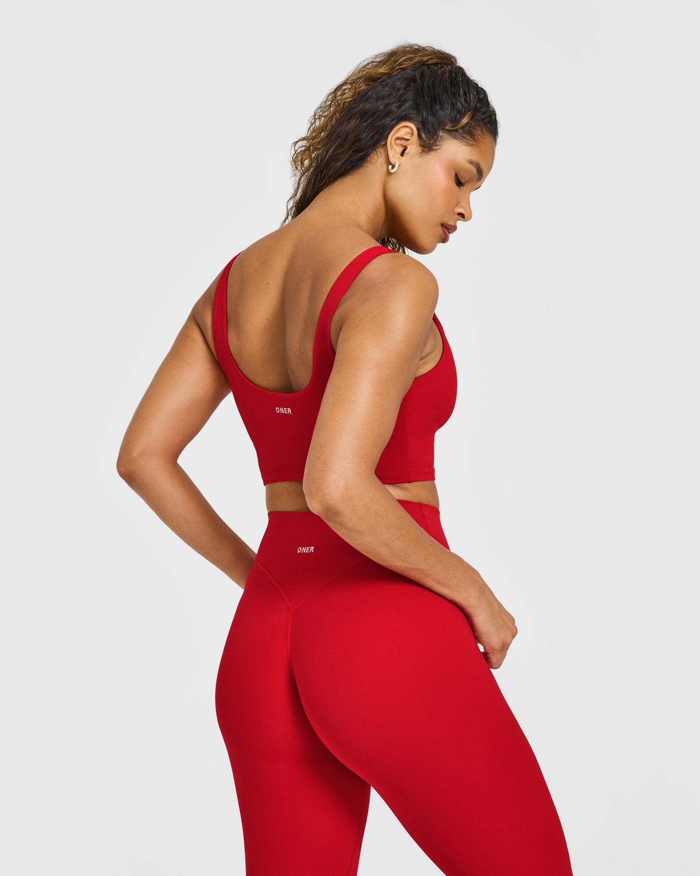Alternative view of SoftMotion Longline Sports Bra with White Logo | Light Toasted Red