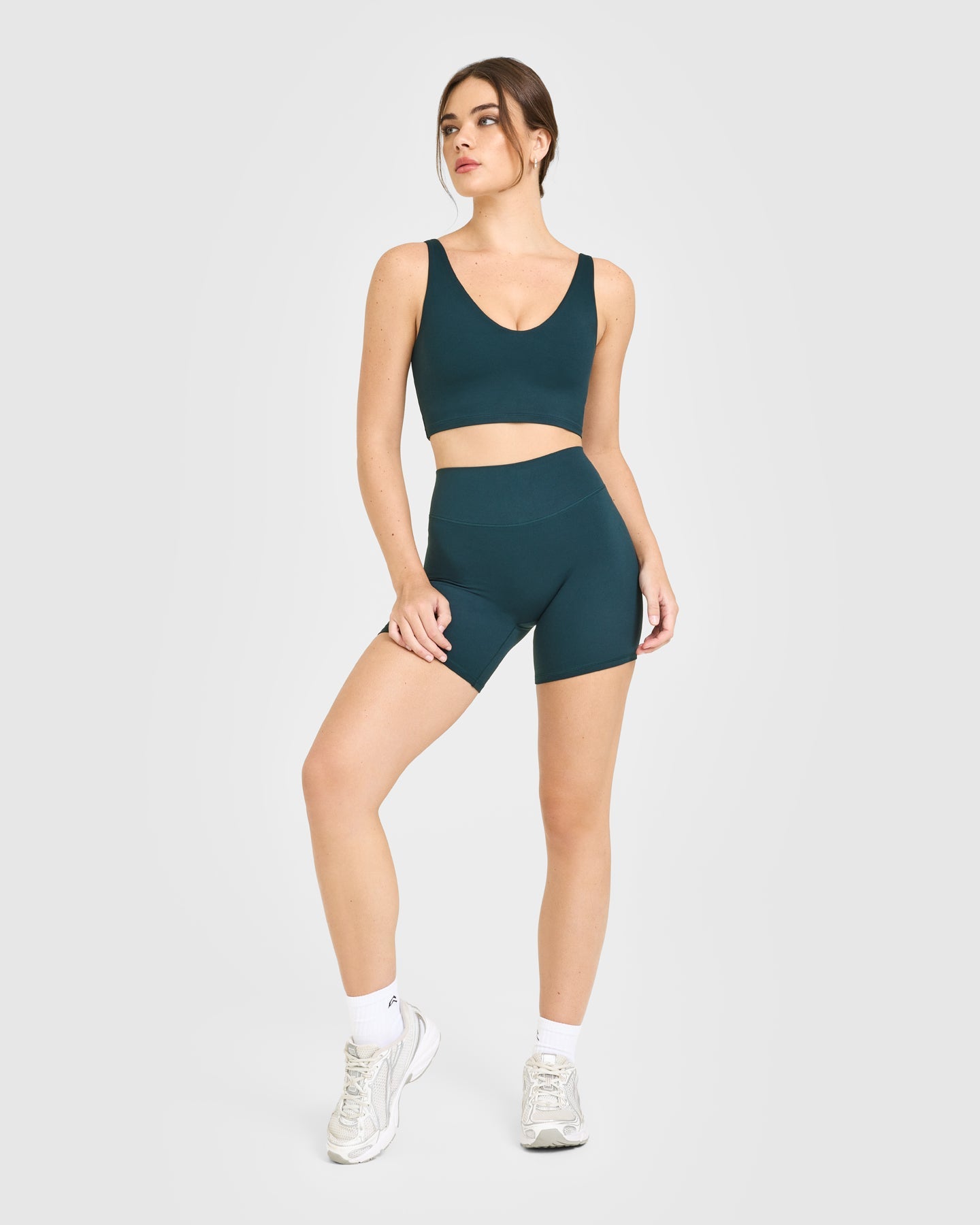 SoftMotion Longline Sports Bra with White Logo | Oil Blue - Image 3
