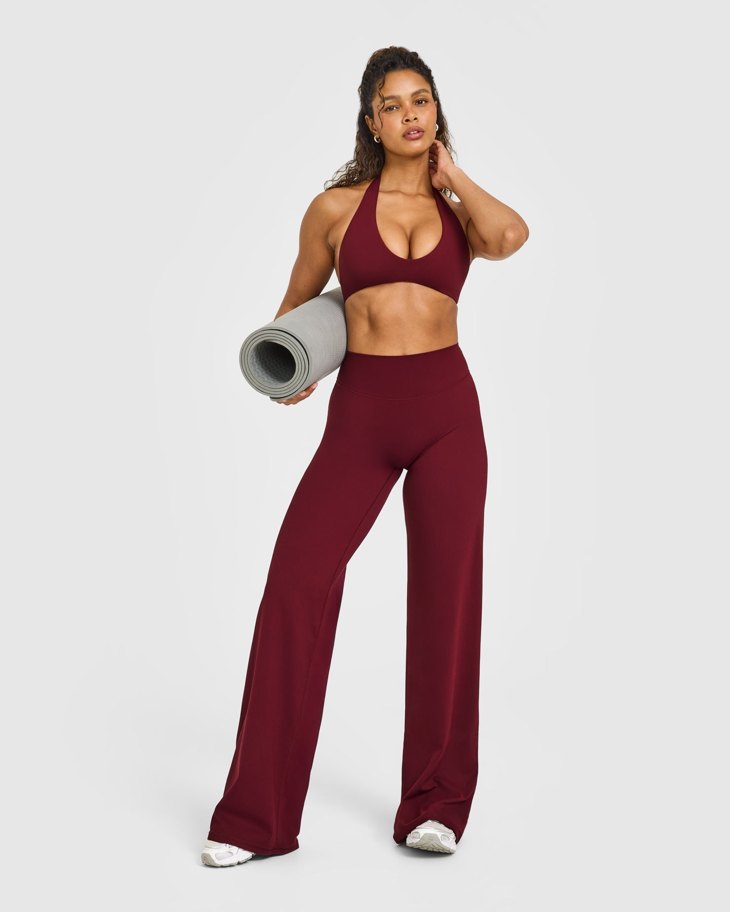 SoftMotion Minimal Halter Neck Bralette with White Logo | Light Rosewood - Image 3