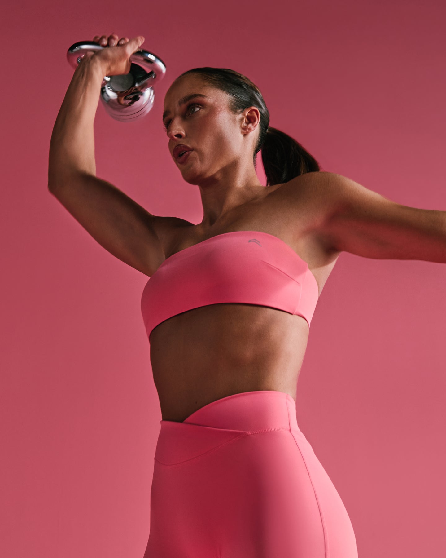 Alternative view of UnifiedMove Micro Bandeau Bralette with Reflective Logo | Hot Girl Pink